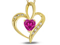 Star K Heart Shape 6mm Simulated Pink Tourmaline Pendant Necklace