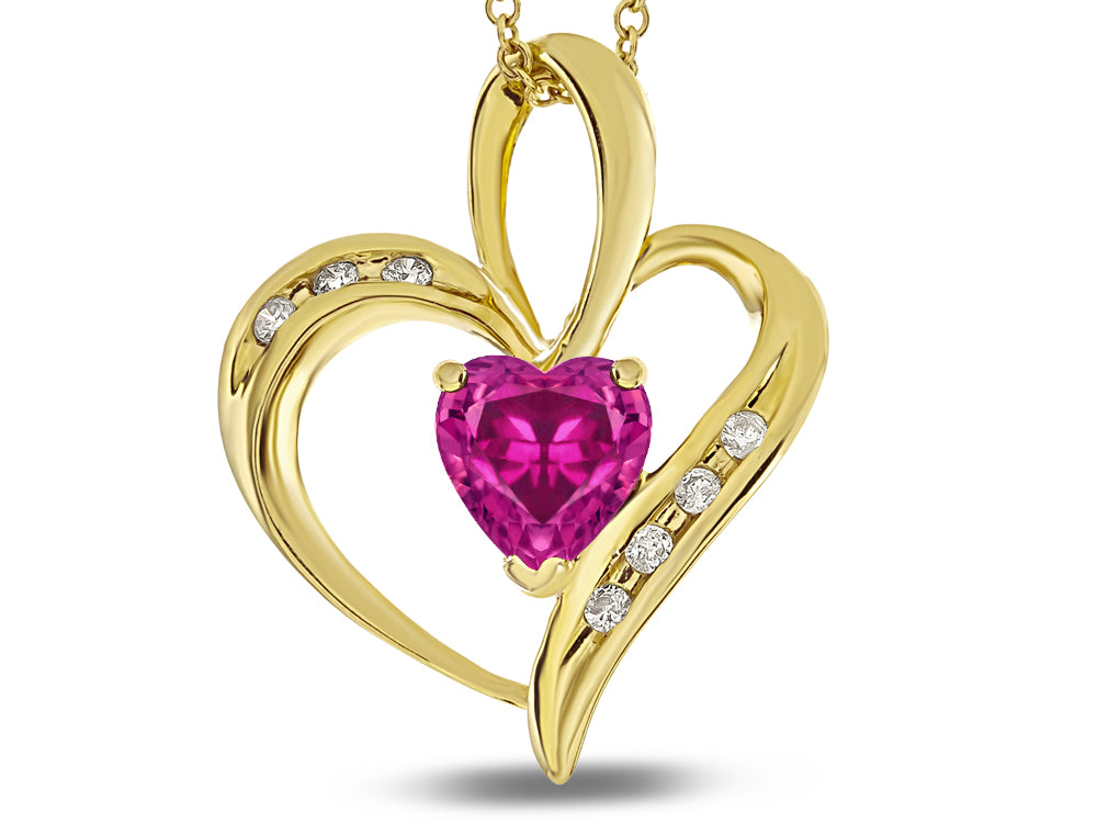 Star K Heart Shape 6mm Simulated Pink Tourmaline Pendant Necklace