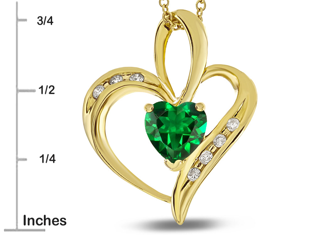 Star K Heart Shape 6mm Simulated Emerald Pendant Necklace