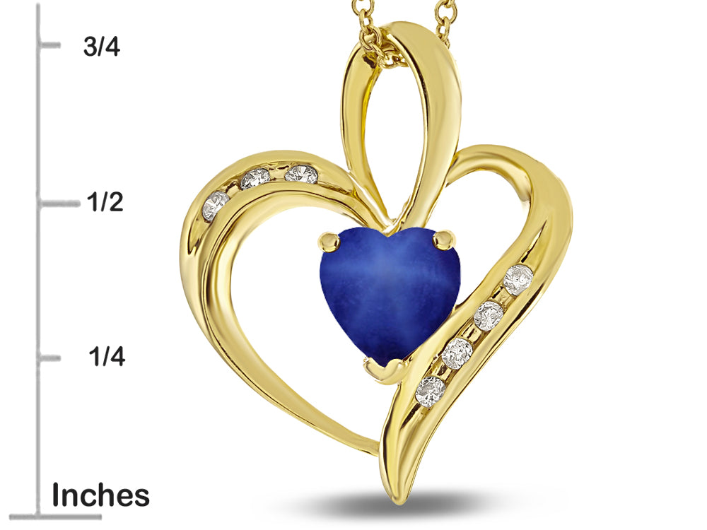 Star K Heart Shape 6mm Created Star Sapphire Pendant Necklace