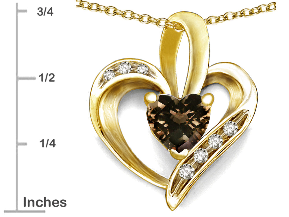 Star K Heart Shape 6mm Smoky Quartz Pendant Necklace