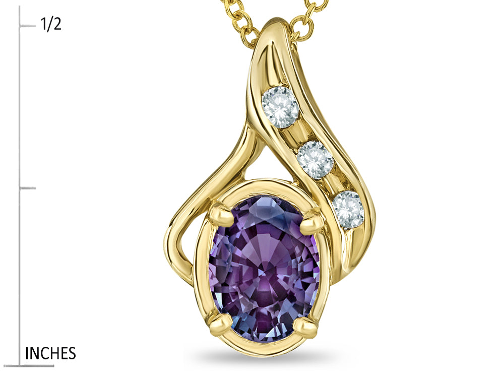 Star K Oval 7x5mm Simulated Alexandrite Drop Pendant Necklace