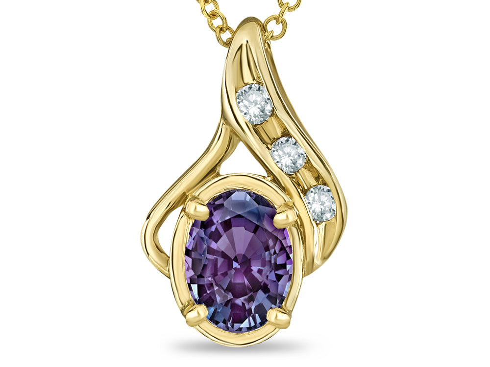 Star K Oval 7x5mm Simulated Alexandrite Drop Pendant Necklace
