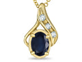 Star K Oval 7x5mm Genuine Black Sapphire Drop Pendant Necklace