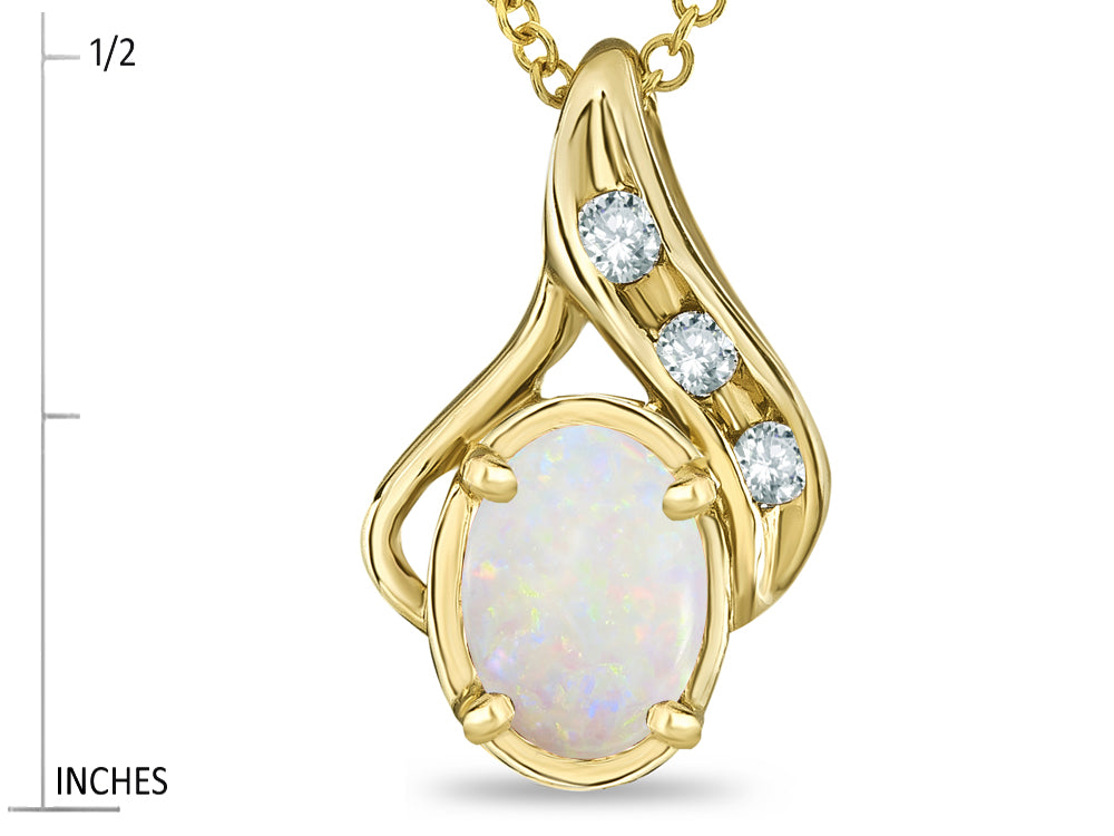 Star K Oval 7x5mm Genuine Opal Drop Pendant Necklace