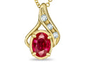 Star K Oval 7x5mm Created Ruby Drop Pendant Necklace