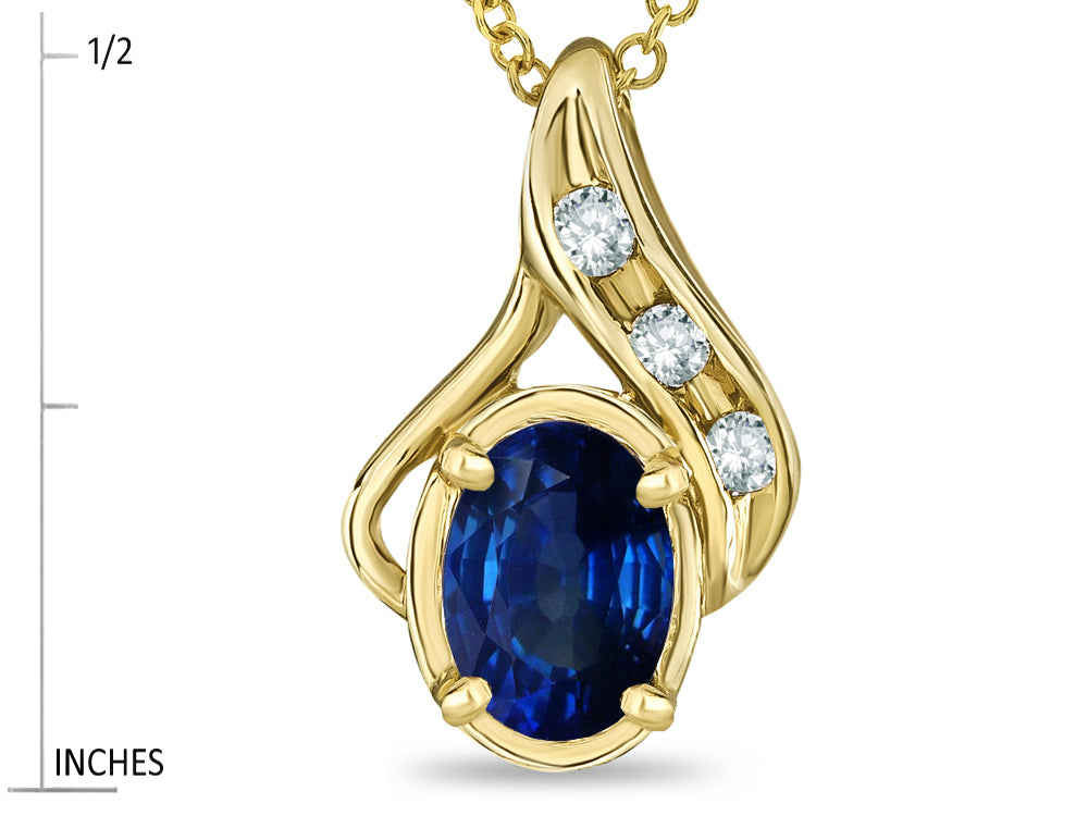 Star K Oval 7x5mm Created Sapphire Drop Pendant Necklace