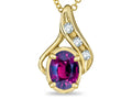 Star K Oval 7x5mm Genuine Rhodolite Drop Pendant Necklace