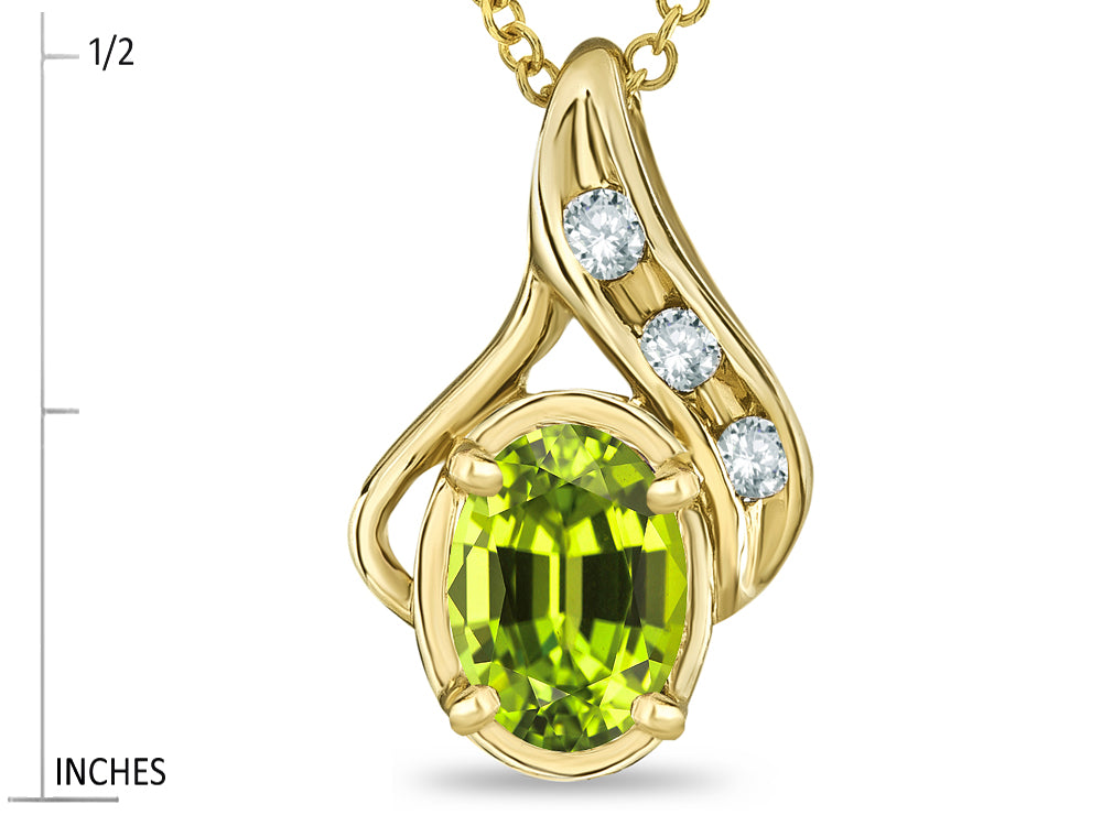 Star K Oval 7x5mm Genuine Peridot Drop Pendant Necklace