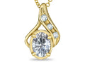 Star K Oval 7x5mm Genuine White Topaz Drop Pendant Necklace