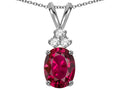 Star K Oval 8x6 mm Created Ruby Rabbit Ear Pendant Necklace