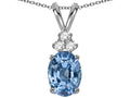 Star K Oval 8x6 mm Simulated Aquamarine Rabbit Ear Pendant Necklace