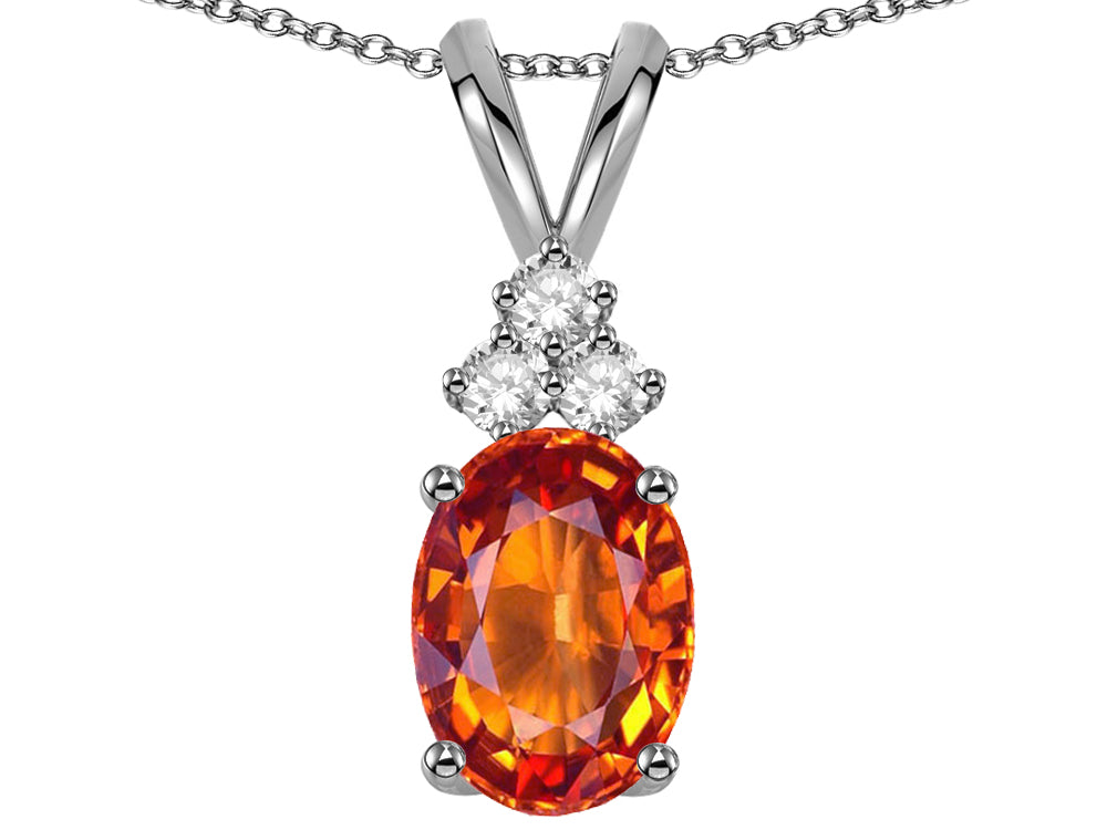 Star K Oval 8x6 mm Simulated Orange Mexican Fire Opal Rabbit Ear Pendant Necklace