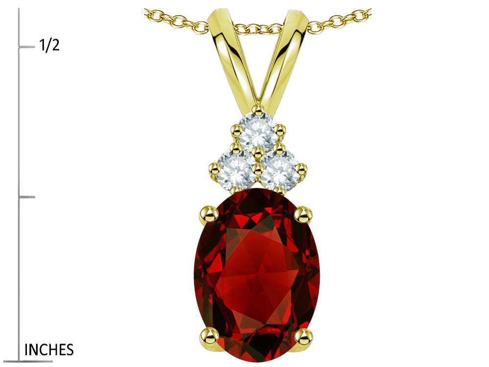 Star K Oval 8x6mm Genuine Garnet  Rabbit Ear Pendant Necklace