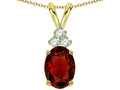 Star K Oval 8x6mm Genuine Garnet  Rabbit Ear Pendant Necklace