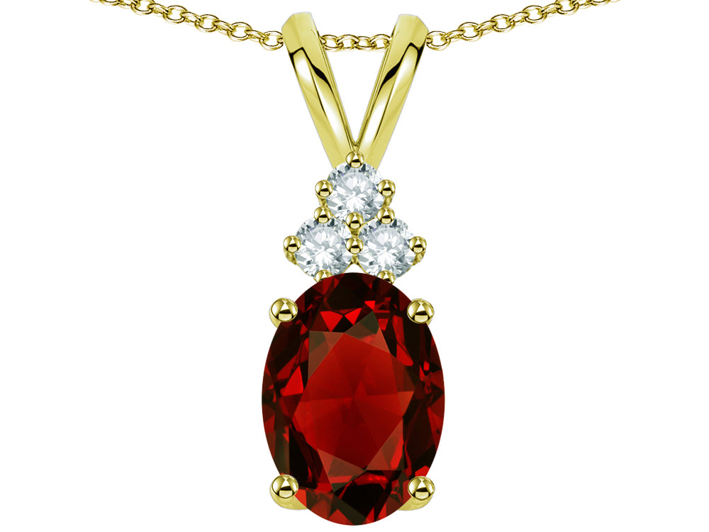 Star K Oval 8x6mm Genuine Garnet  Rabbit Ear Pendant Necklace