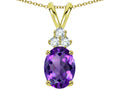 Star K Oval 8x6mm Genuine Amethyst Rabbit Ear Pendant Necklace