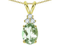 Star K Oval 8x6mm Genuine Green Amethyst Rabbit Ear Pendant Necklace
