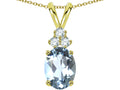 Star K Oval 8x6mm Genuine Aquamarine Rabbit Ear Pendant Necklace