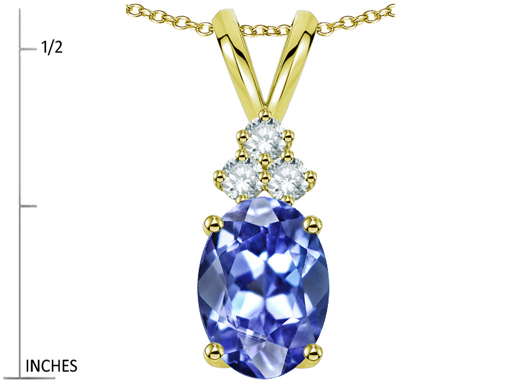 Star K Oval 8x6mm Genuine Tanzanite Rabbit Ear Pendant Necklace