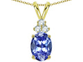 Star K Oval 8x6mm Genuine Tanzanite Rabbit Ear Pendant Necklace