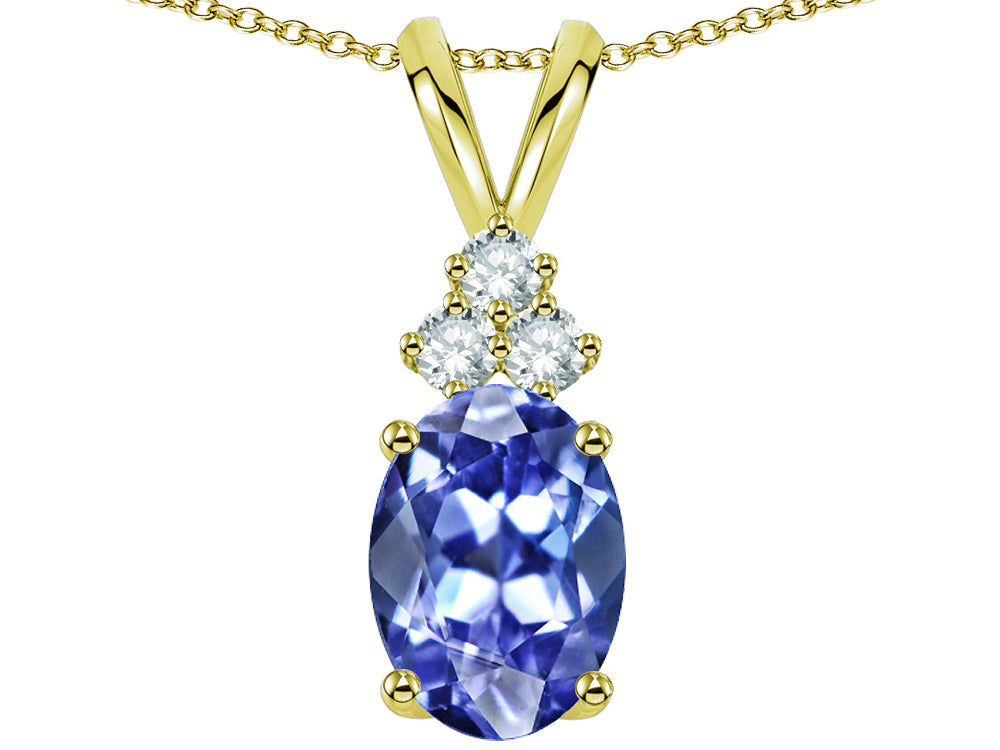 Star K Oval 8x6mm Genuine Tanzanite Rabbit Ear Pendant Necklace