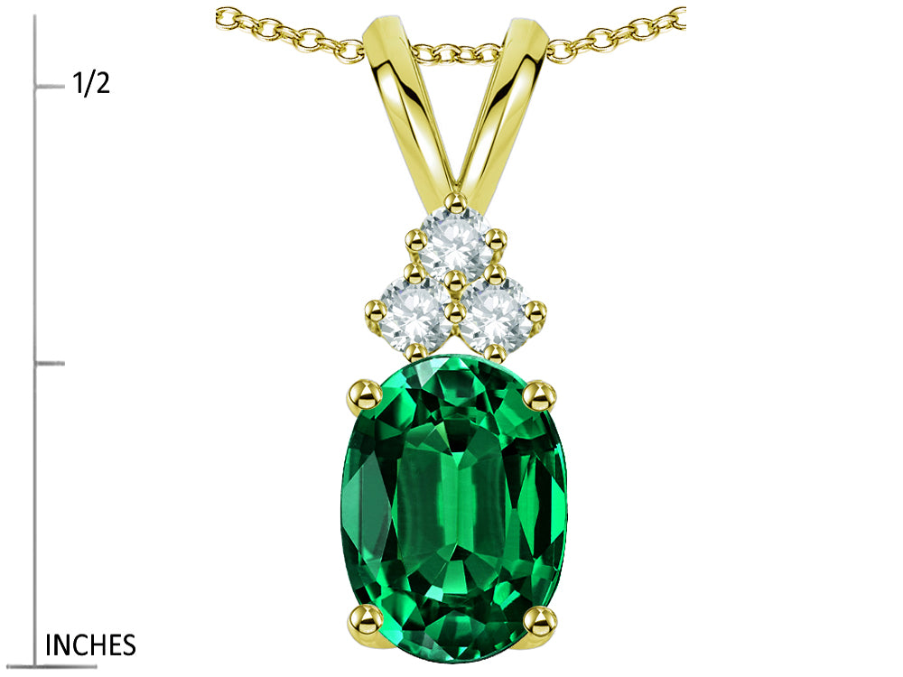 Star K Oval 8x6 mm Simulated Emerald Rabbit Ear Pendant Necklace