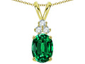 Star K Oval 8x6 mm Simulated Emerald Rabbit Ear Pendant Necklace