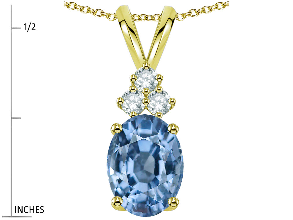 Star K Oval 8x6 mm Simulated Aquamarine Rabbit Ear Pendant Necklace