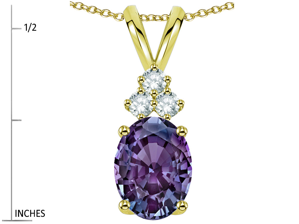 Star K Oval 8x6 mm Simulated Alexandrite Rabbit Ear Pendant Necklace