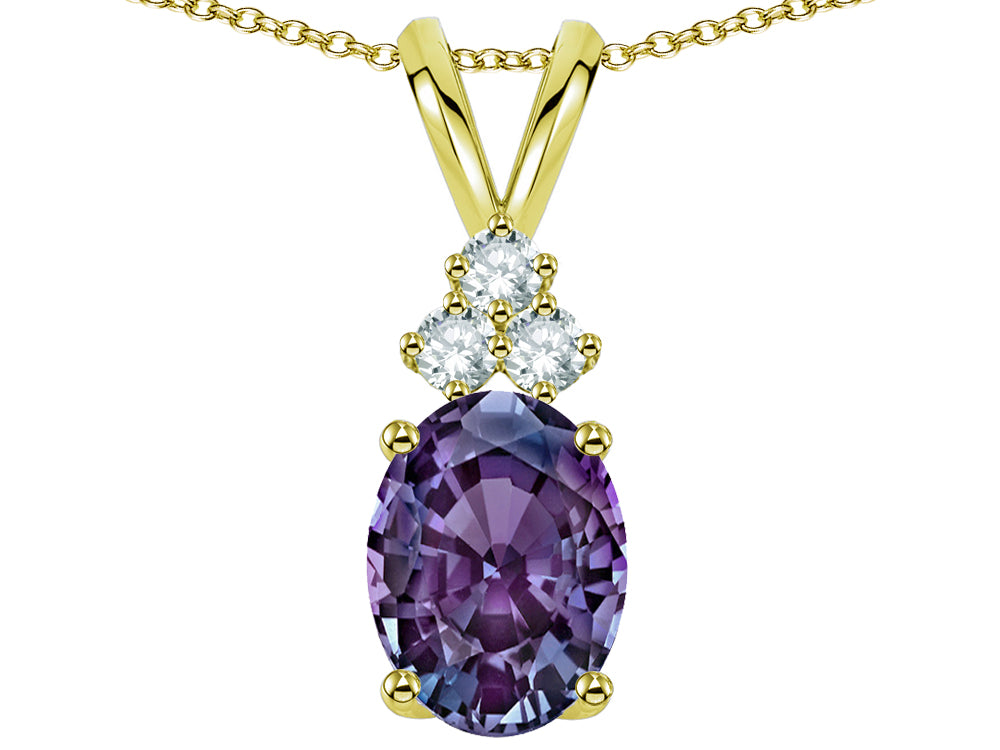 Star K Oval 8x6 mm Simulated Alexandrite Rabbit Ear Pendant Necklace
