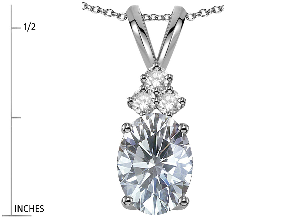 Star K Oval 8x6mm Genuine White Topaz Rabbit Ear Pendant Necklace