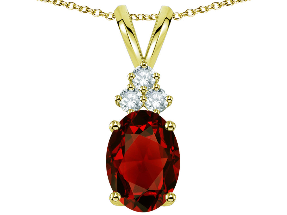 Star K Oval 8x6mm Genuine Garnet  Rabbit Ear Pendant Necklace