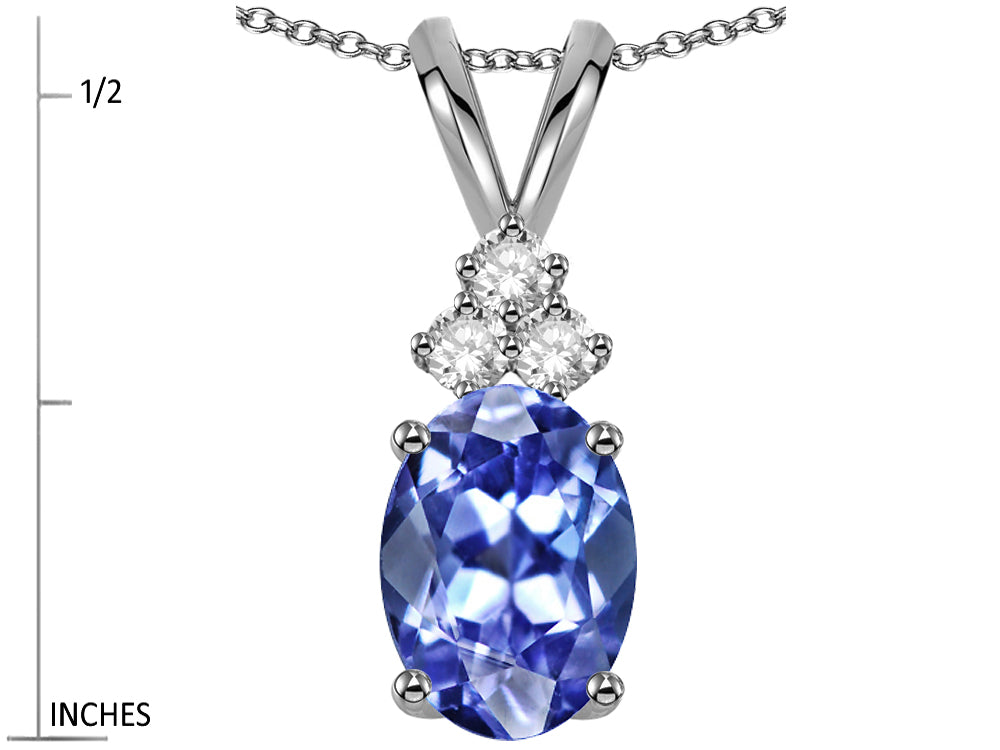 Star K Oval 8x6mm Genuine Tanzanite Rabbit Ear Pendant Necklace