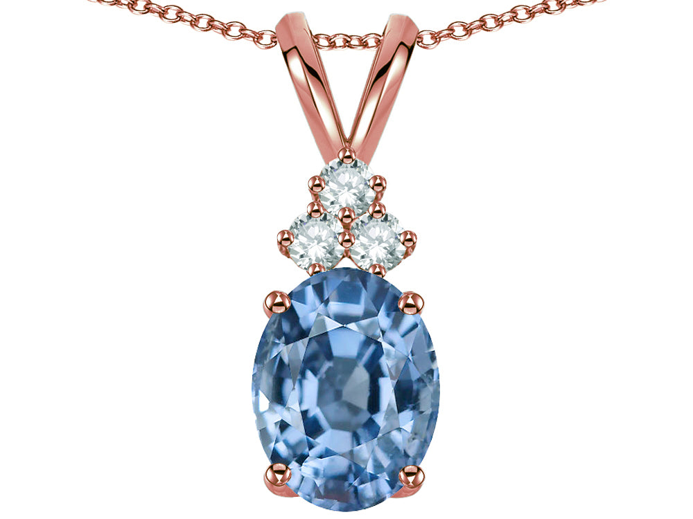 Star K Oval 8x6 mm Simulated Aquamarine Rabbit Ear Pendant Necklace
