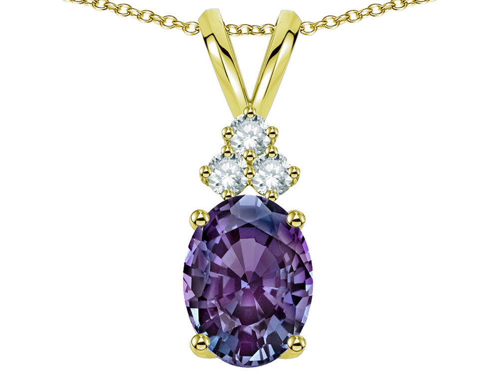 Star K Oval 8x6 mm Simulated Alexandrite Rabbit Ear Pendant Necklace