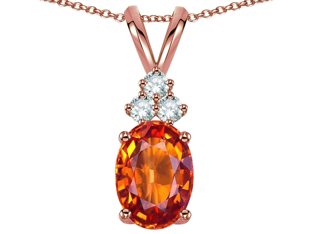 Star K Oval 8x6 mm Simulated Orange Mexican Fire Opal Rabbit Ear Pendant Necklace