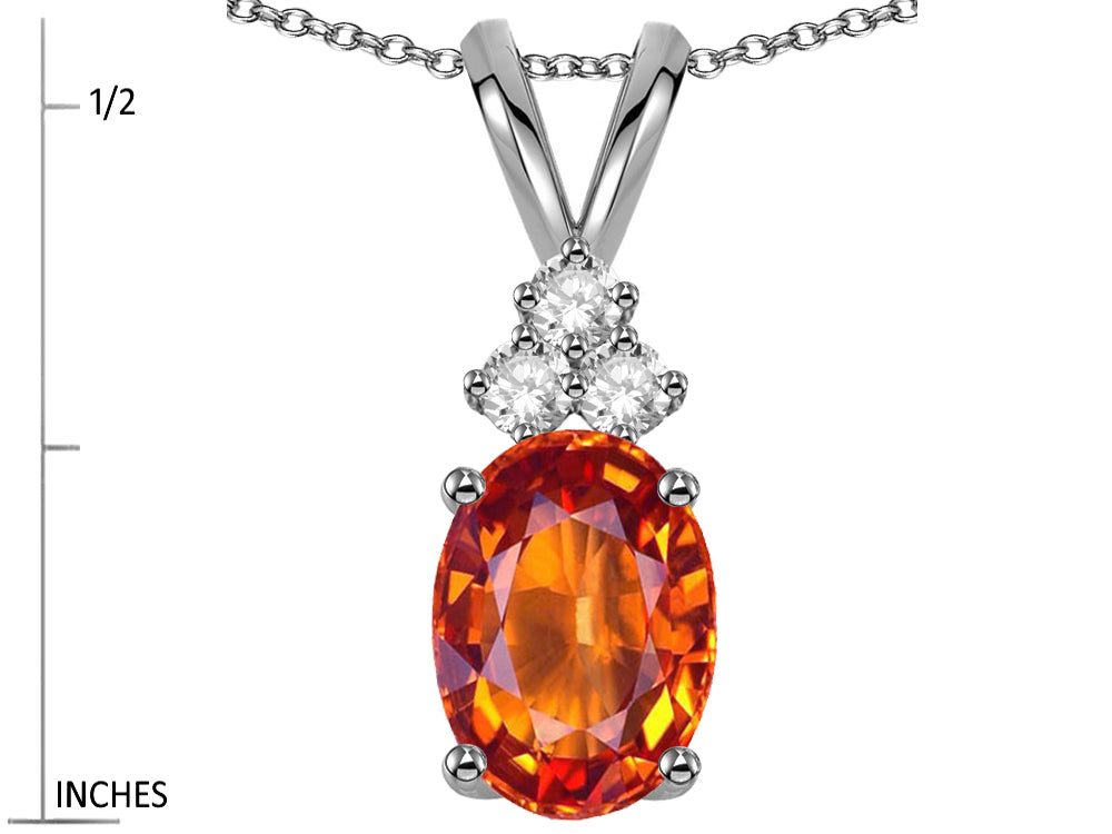 Star K Oval 8x6 mm Simulated Orange Mexican Fire Opal Rabbit Ear Pendant Necklace
