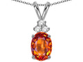 Star K Oval 8x6 mm Simulated Orange Mexican Fire Opal Rabbit Ear Pendant Necklace