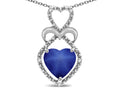 Star K Heart Shape 8mm Created Star Sapphire Heart Halo Embrace Pendant Necklace