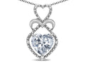 Star K Heart Shape 8mm Genuine White Topaz Heart Halo Embrace Pendant Necklace
