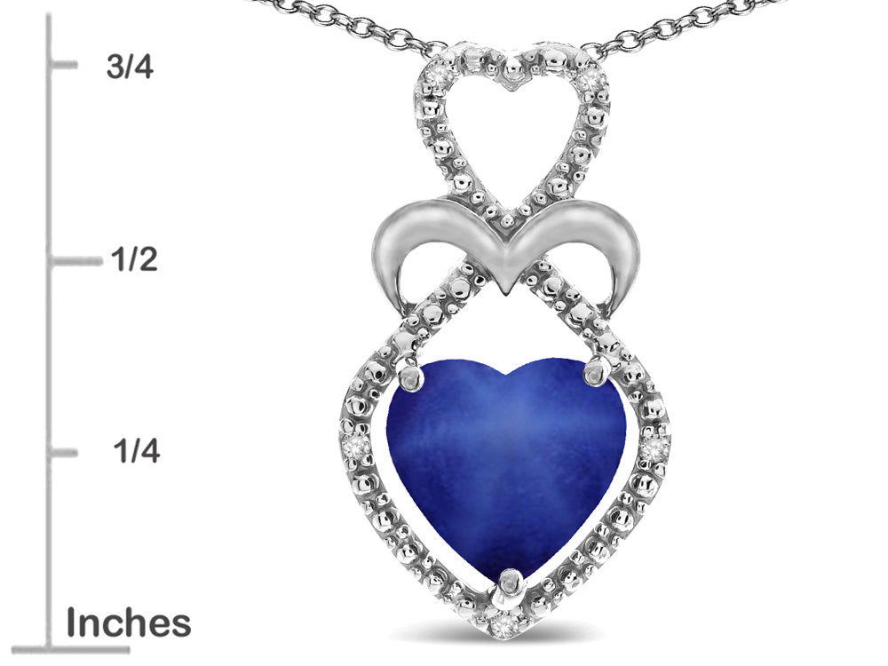 Star K 10k Gold Heart Shape 8mm Created Star Sapphire Heart Halo Embrace Pendant Necklace