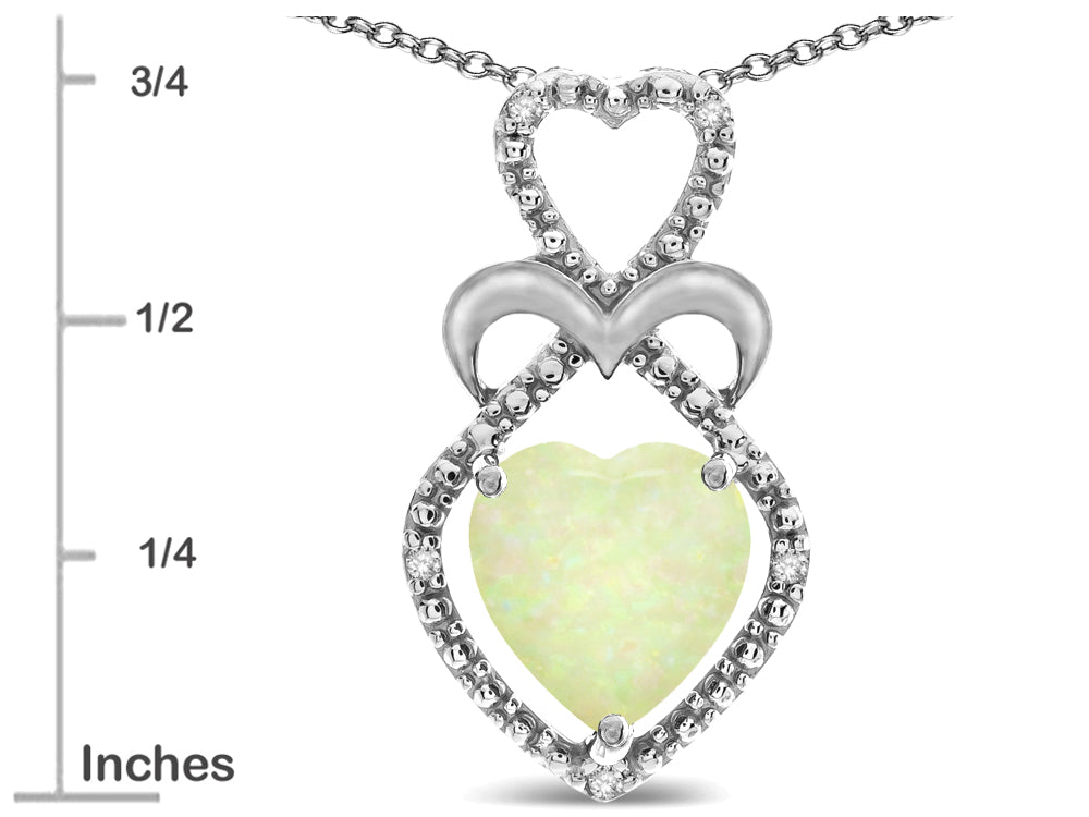 Star K 10k Gold Heart Shape 8mm Opal Heart Halo Embrace Pendant Necklace