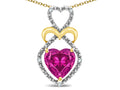 Star K Heart Shape 8mm Simulated Pink Tourmaline Heart Halo Embrace Pendant Necklace 14k Gold Rhodium