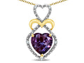 Star K Heart Shape 8mm Simulated Alexandrite Heart Halo Embrace Pendant Necklace 14k Gold Rhodium Finish