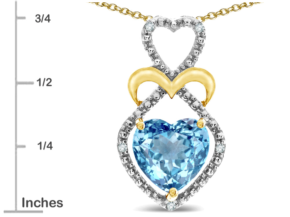 Star K Heart Shape 8mm Simulated Aquamarine Heart Halo Embrace Pendant Necklace 14k Gold Rhodium Finish