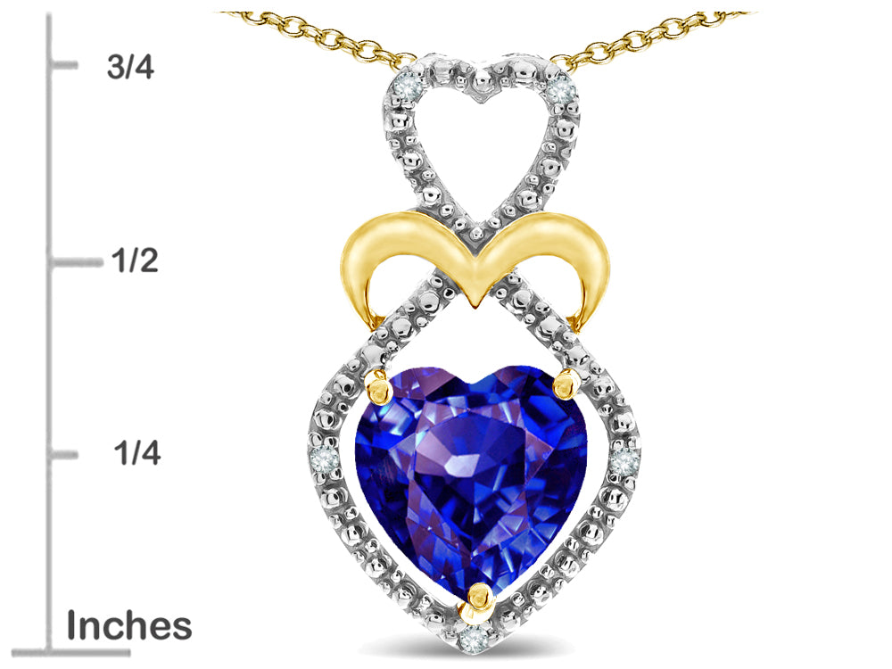 Star K Heart Shape 8mm Simulated Tanzanite Heart Halo Embrace Pendant Necklace 14k Gold Rhodium Finish