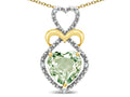 Star K Heart Shape 8mm Genuine Green Amethyst Heart Halo Embrace Pendant Necklace 10k Yellow Gold Rhodium