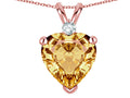 Star K 8mm Simulated Imperial Yellow Topaz Heart Pendant Necklace 14k Rose Gold
