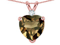 Star K 8mm Genuine Smoky Quartz Heart Pendant Necklace 14k Rose Gold